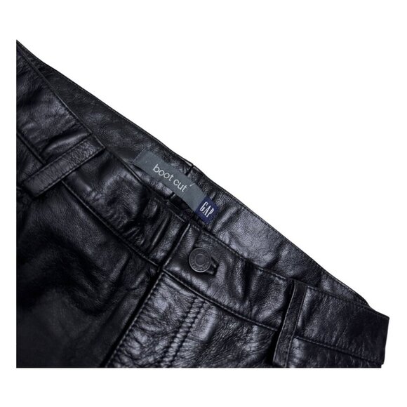 GAP VINTAGE Y2K Bootcut LEATHER Motorcycle Streetwear Flare Pants Womens 10 - Picture 6 of 7